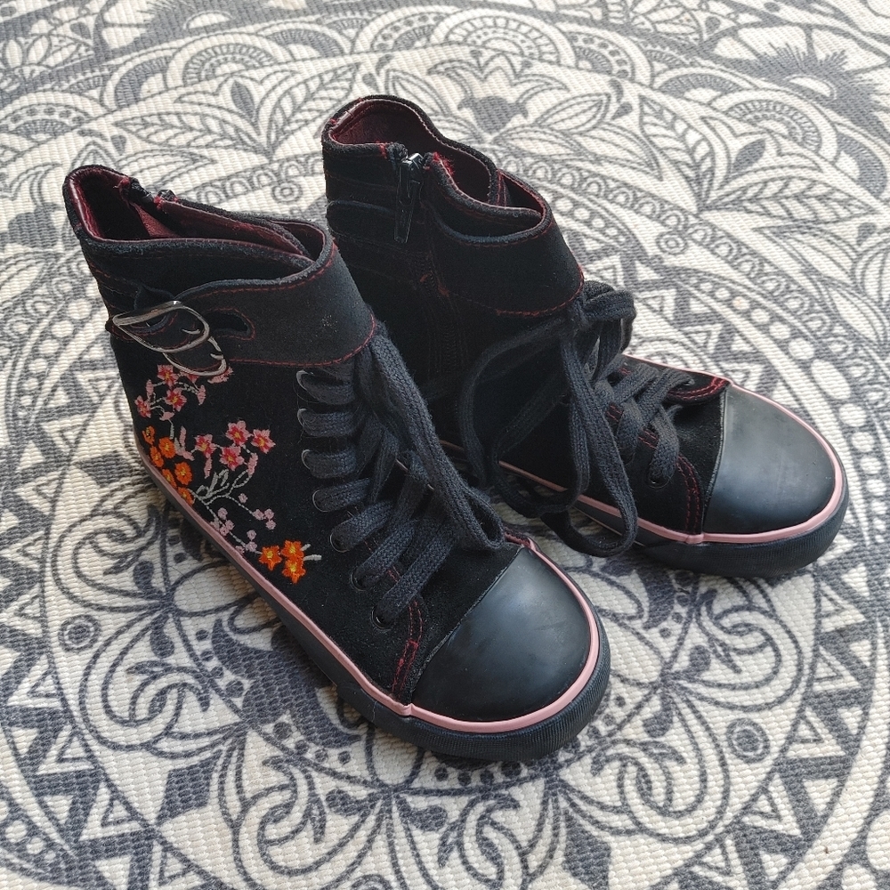 KENZO kids floral embroidered hi top sneakers 32